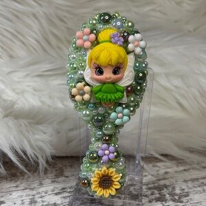 Handcrafted Beaded Hairbrush with Tinker bell inspired